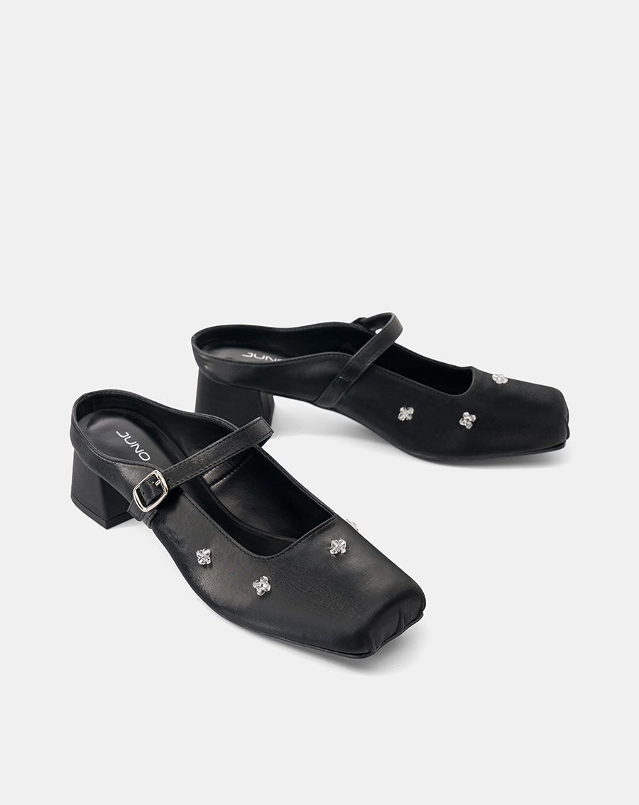  Giày Cao Gót Mũi Vuông Quai Mary Jane 