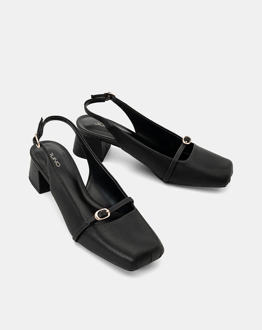  Giày Cao Gót Slingback Mũi Vuông 