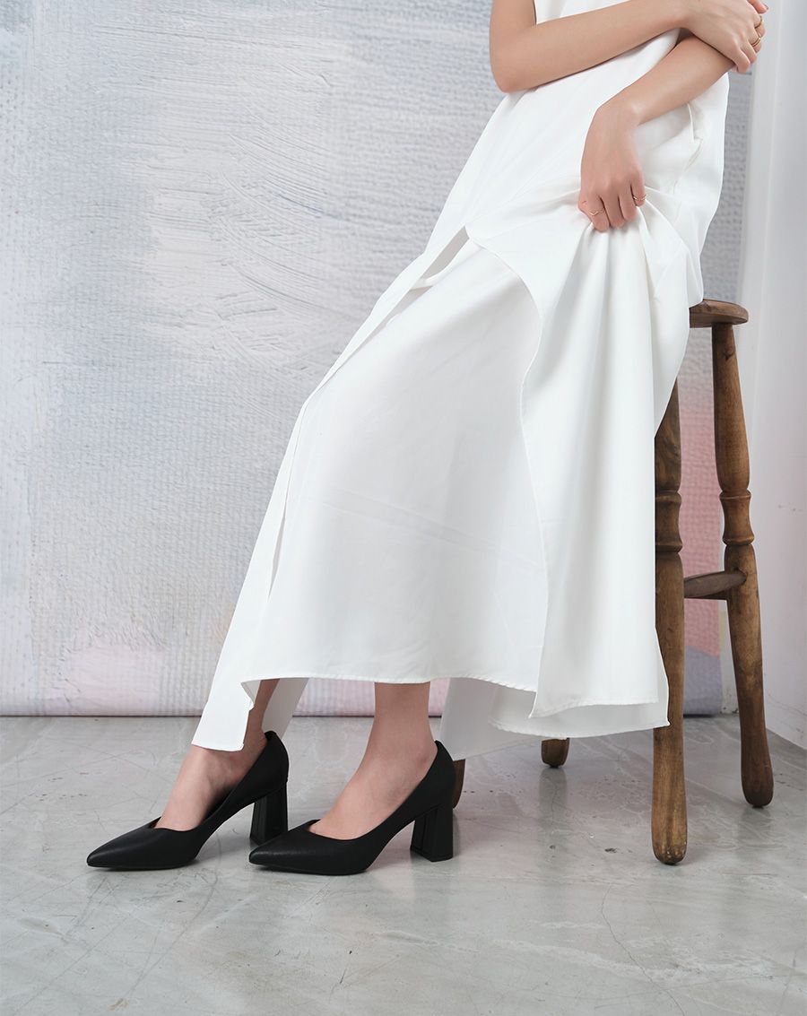  Giày Cao Gót Pump Gót Cao Cổ Chữ V 