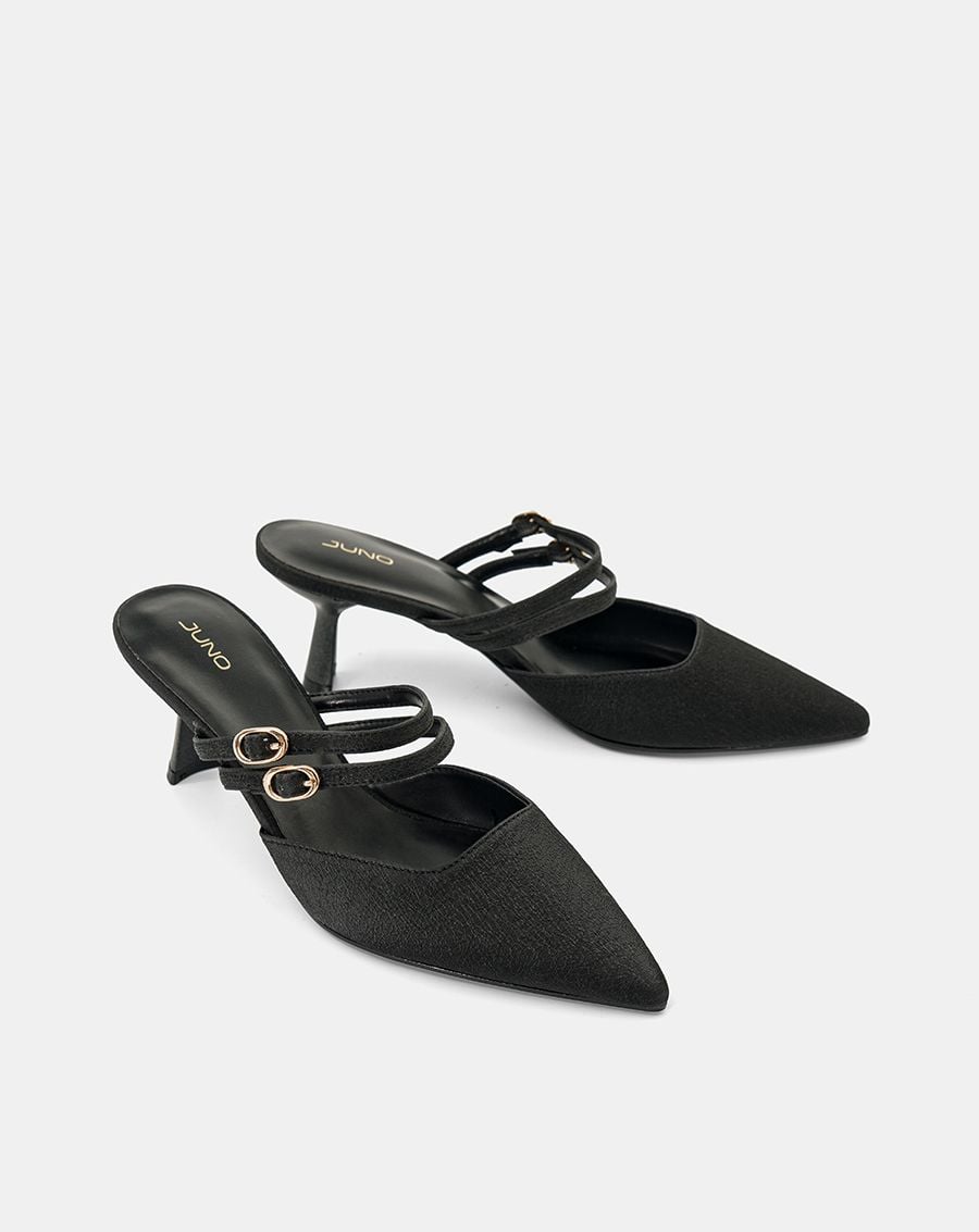  Giày Cao Gót Mules Phối Hai Quai Trang Trí 