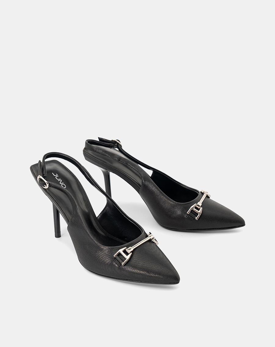  Giày Cao Gót Pump Slingback Phối Khoá 
