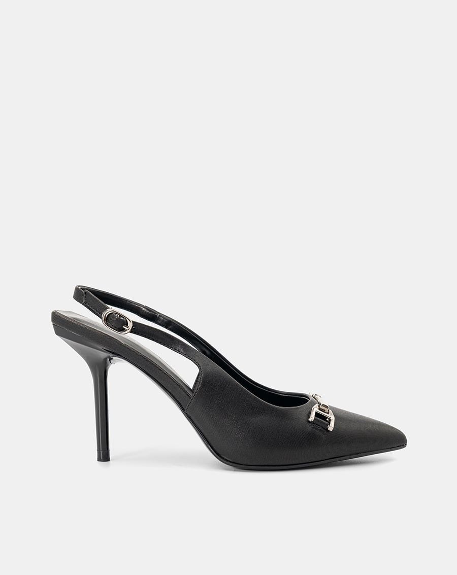  Giày Cao Gót Pump Slingback Phối Khoá 