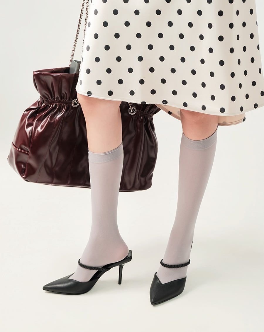  Giày Cao Gót Mules Quai Thắt Bính 