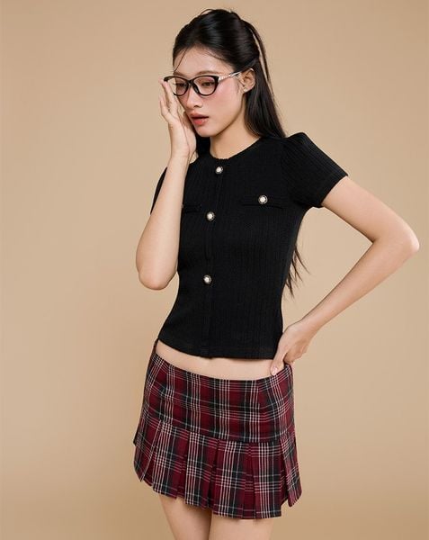  Áo thun tay phồng phối nút kiểu 