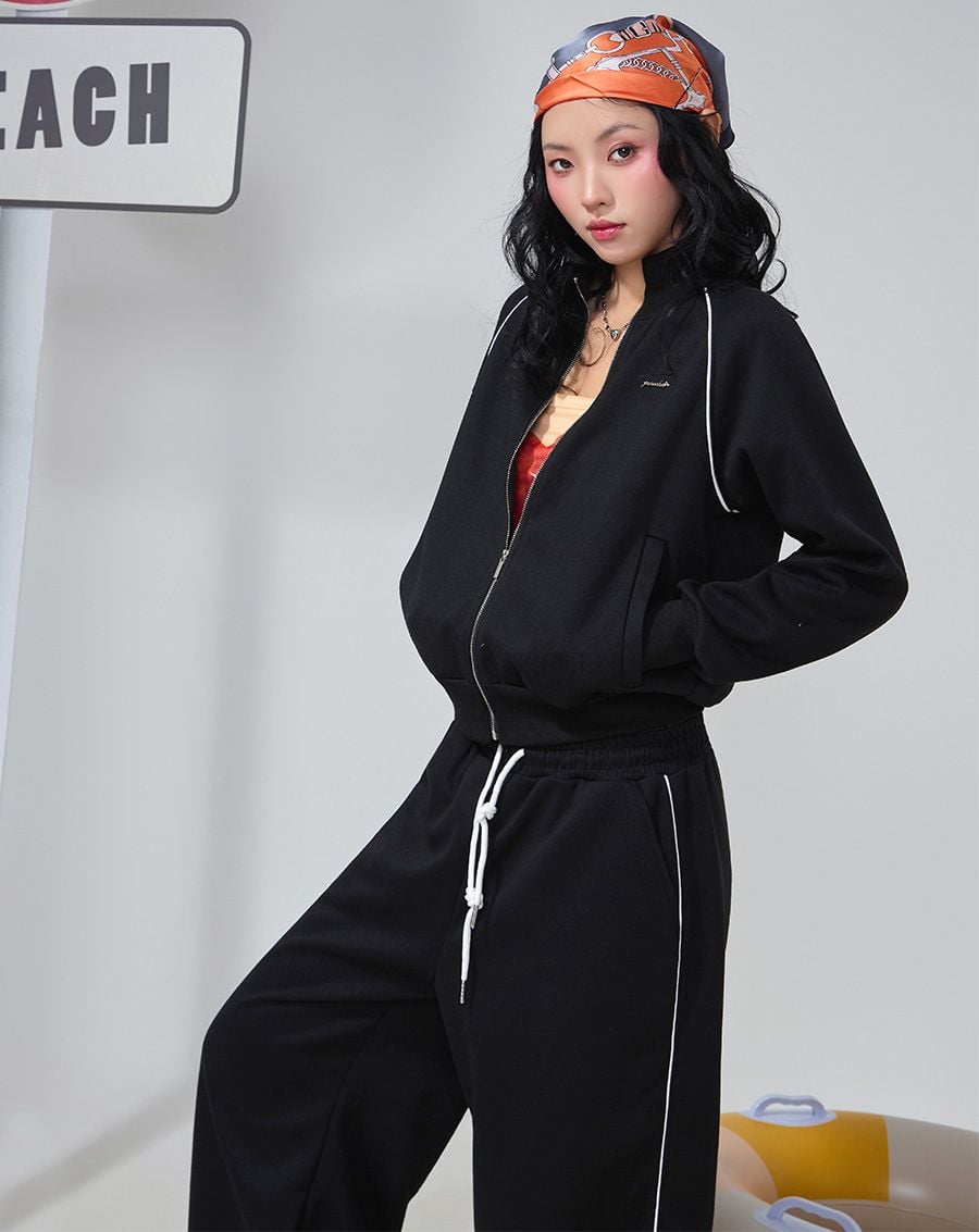  Áo khoác thun phối viền 