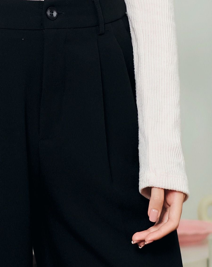  Quần tây ống suông xếp ly vải mềm 