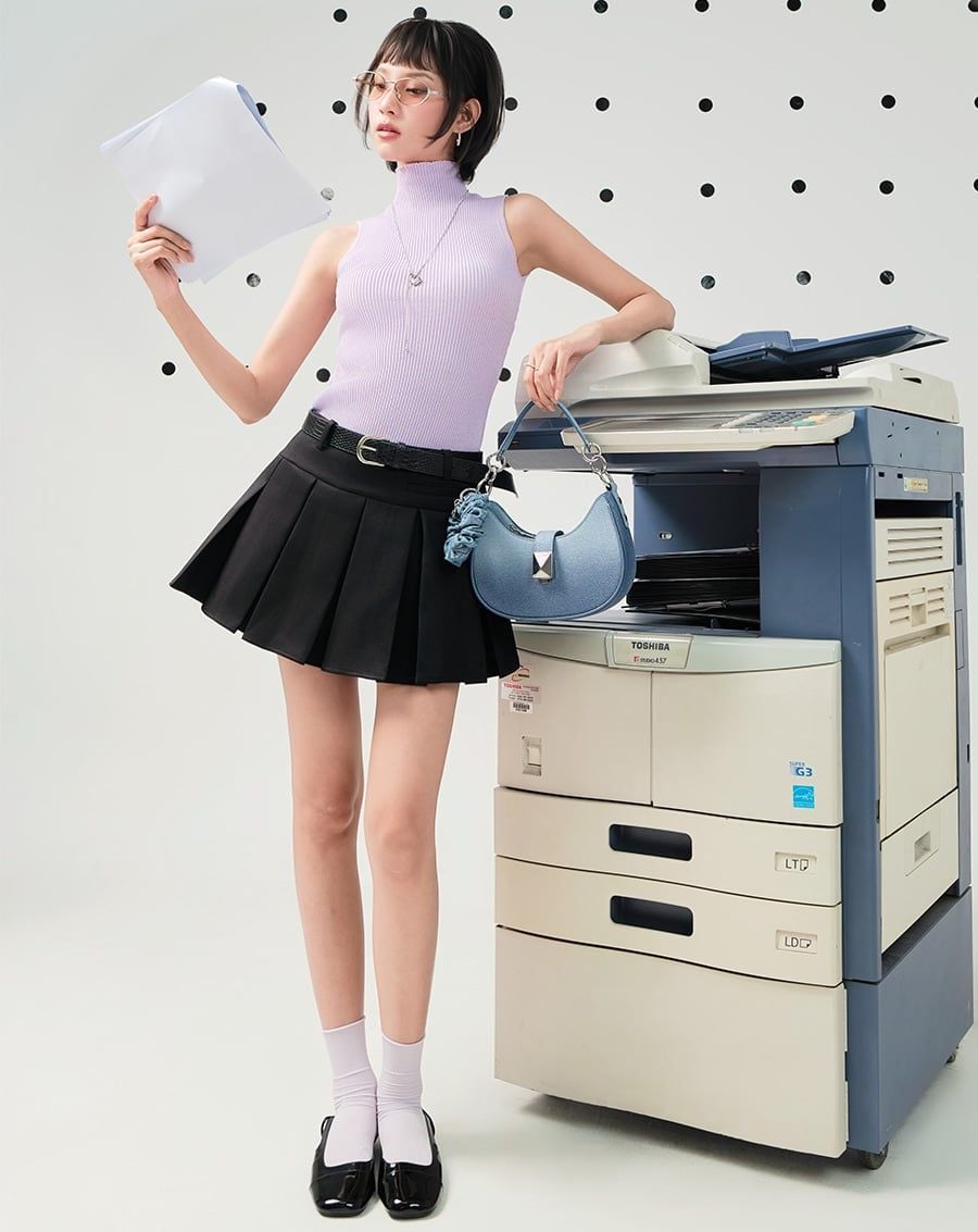  Quần giả váy xếp ly hộp có túi mổ 