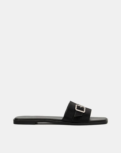  Giày Sandal Phối Quai Buckle Đính Đá 