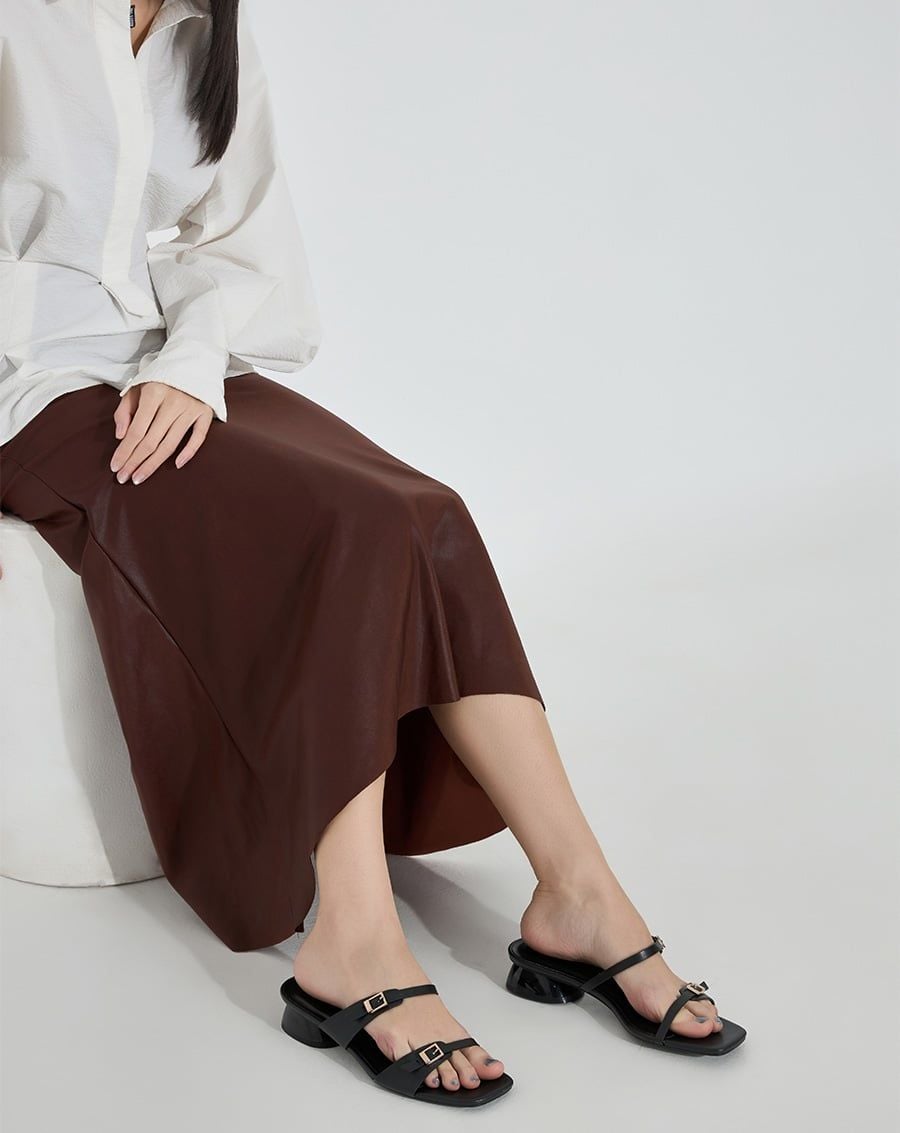  Giày Sandal Hai Quai Ngang Đính Buckle 