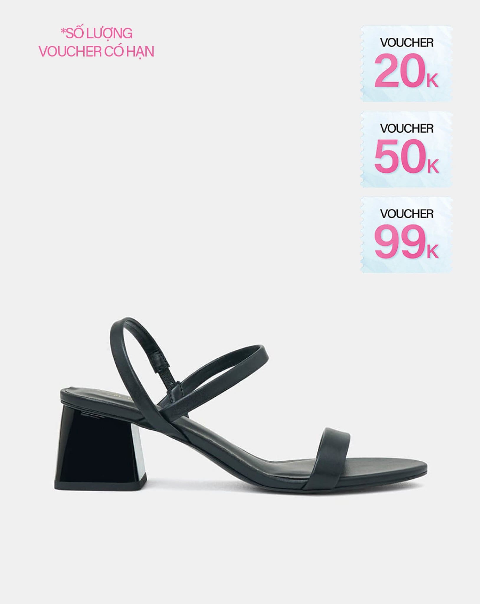  Giày Sandal Gót Thấp Quai Ngang 