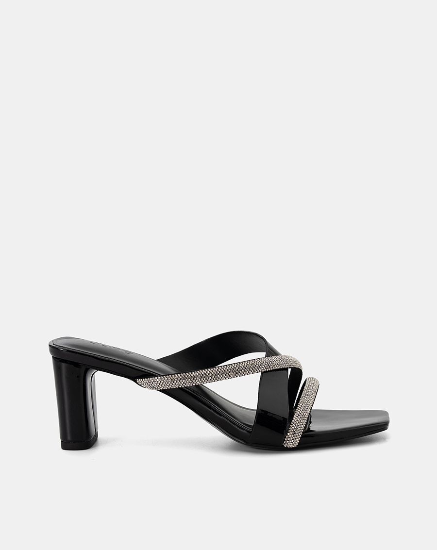  Giày Sandal Mules phối quai đính hạt 