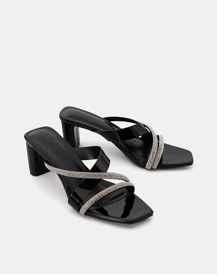  Giày Sandal Mules phối quai đính hạt 