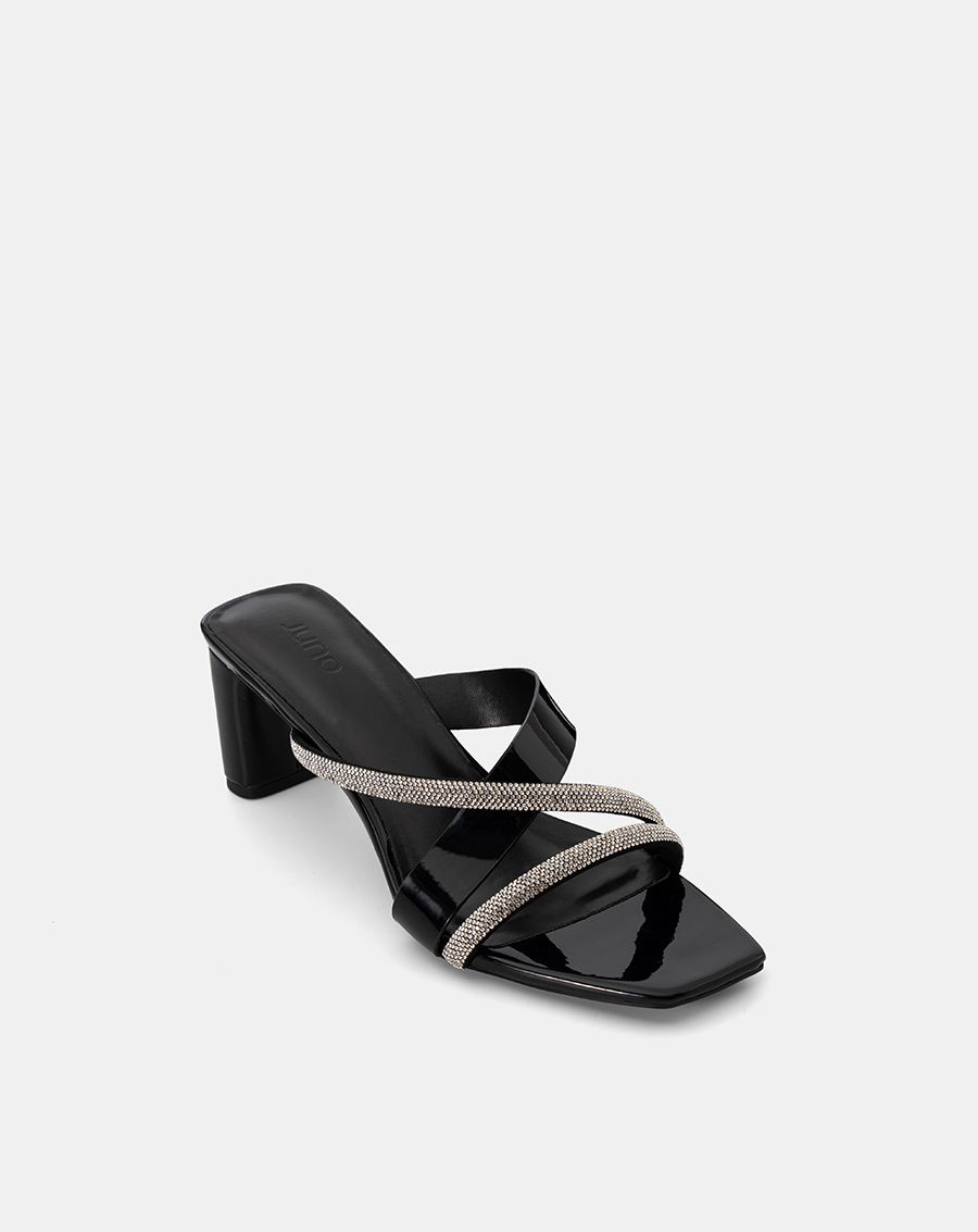  Giày Sandal Mules phối quai đính hạt 