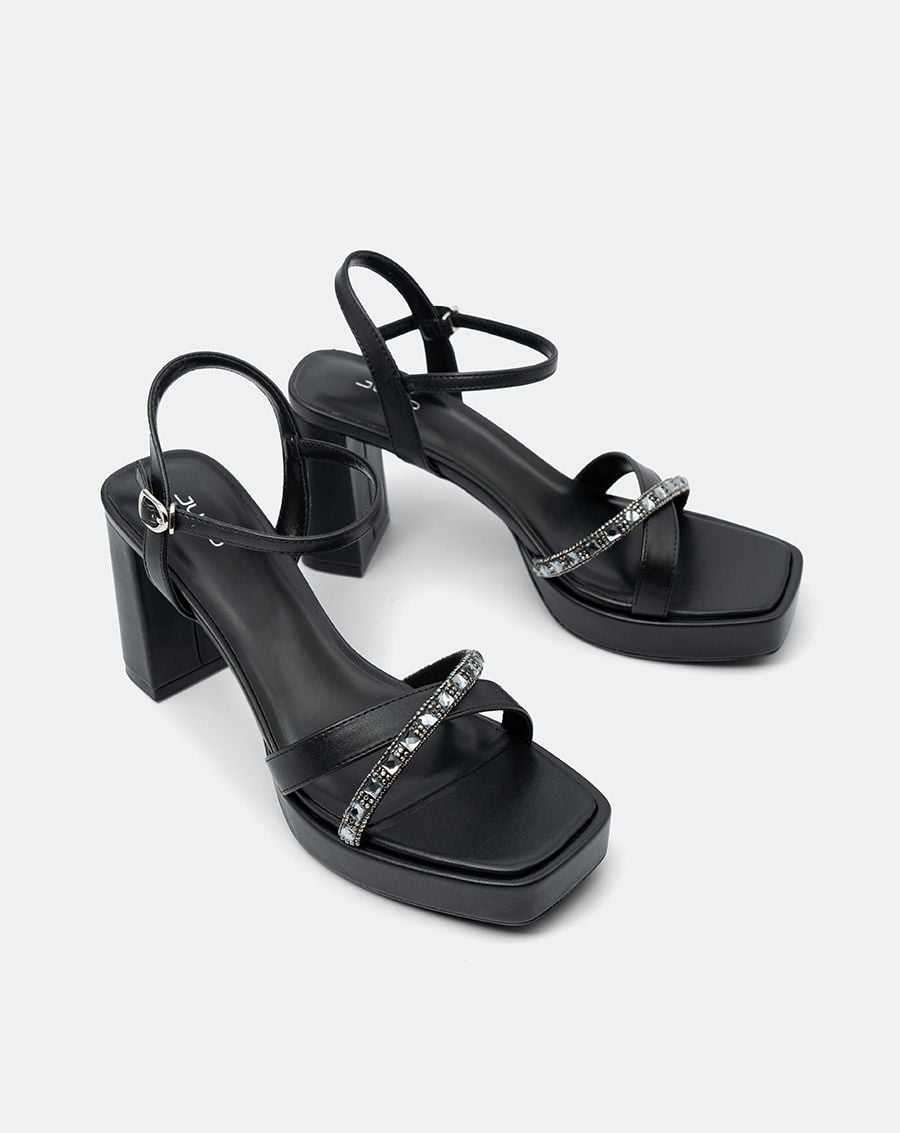  Giày Sandal Đế Đúp Phối Quai Đính Đá 