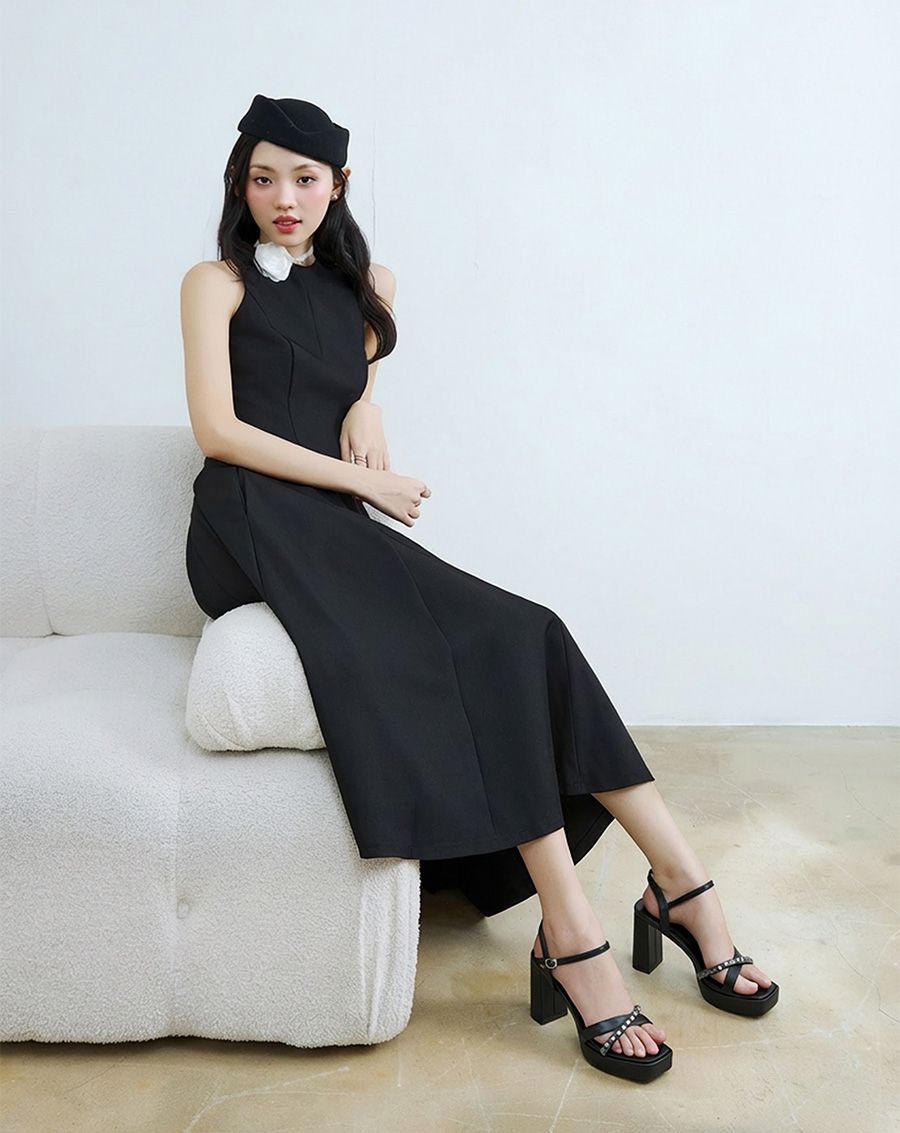  Giày Sandal Đế Đúp Phối Quai Đính Đá 