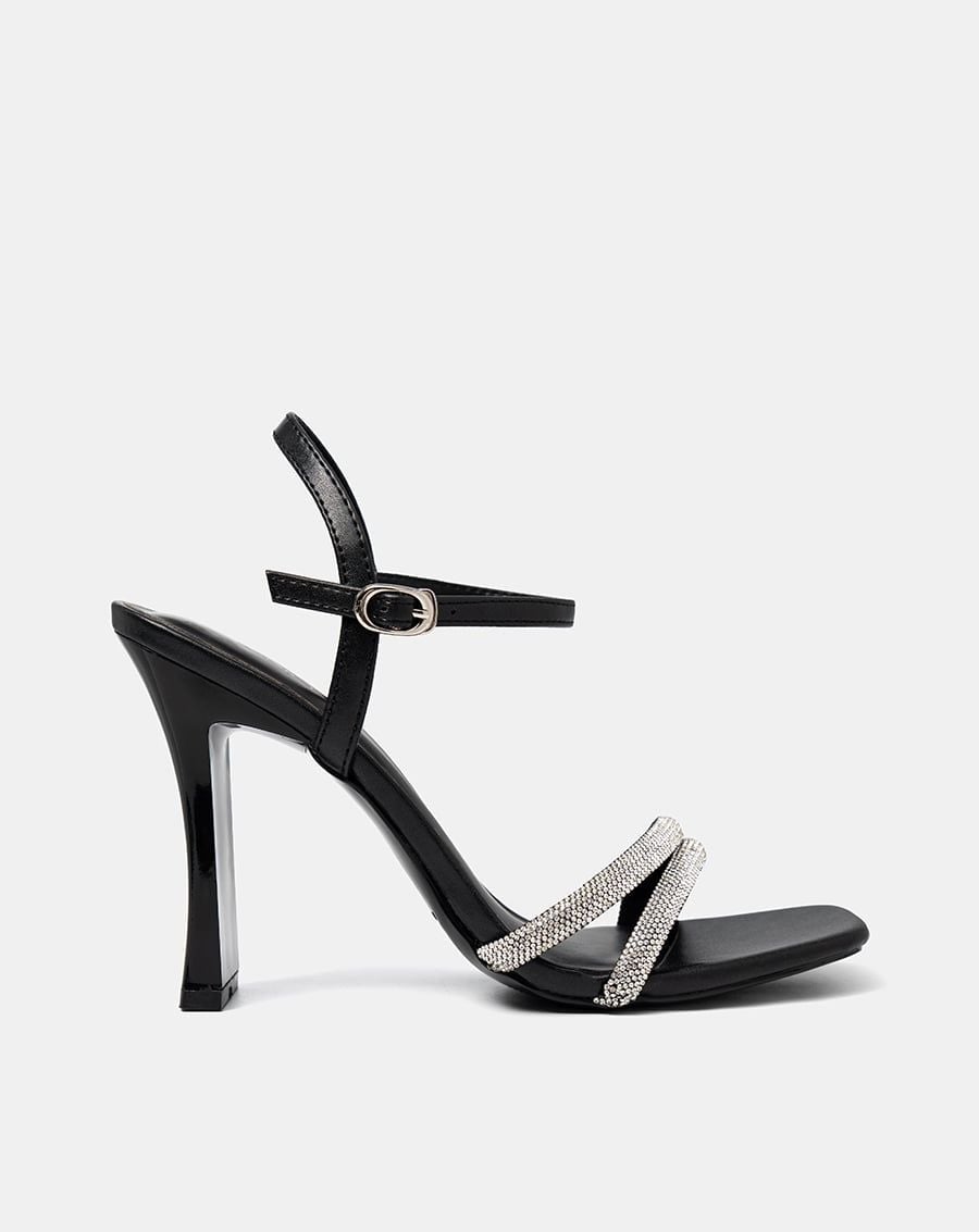  Giày Sandal Cao Gót Phối Hai Quai Đá Trang Trí 