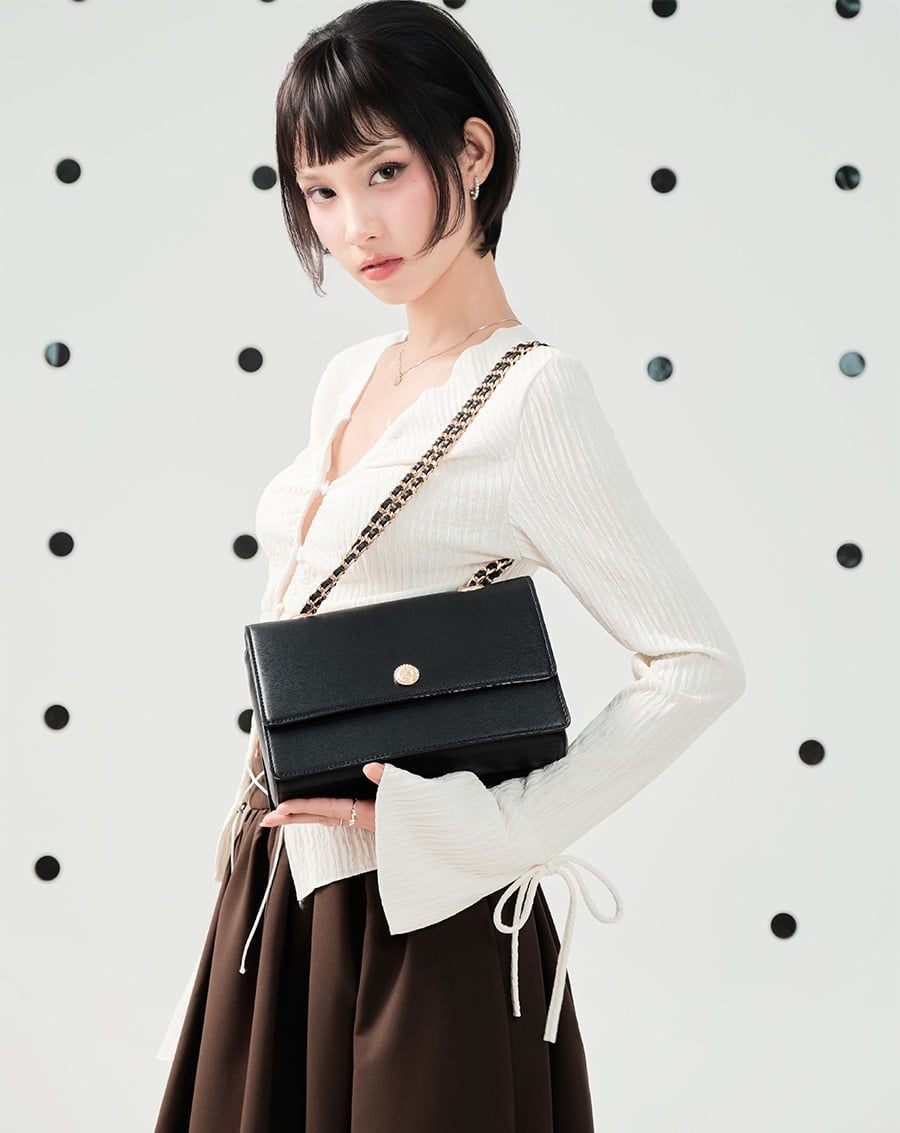  Túi Xách Nhỏ Đeo Vai Phối Khoá Trang Trí 