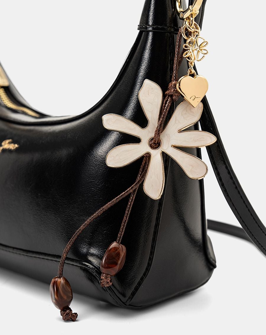  Túi Xách Nhỏ Hobo Bag Phối Charm Hoa 