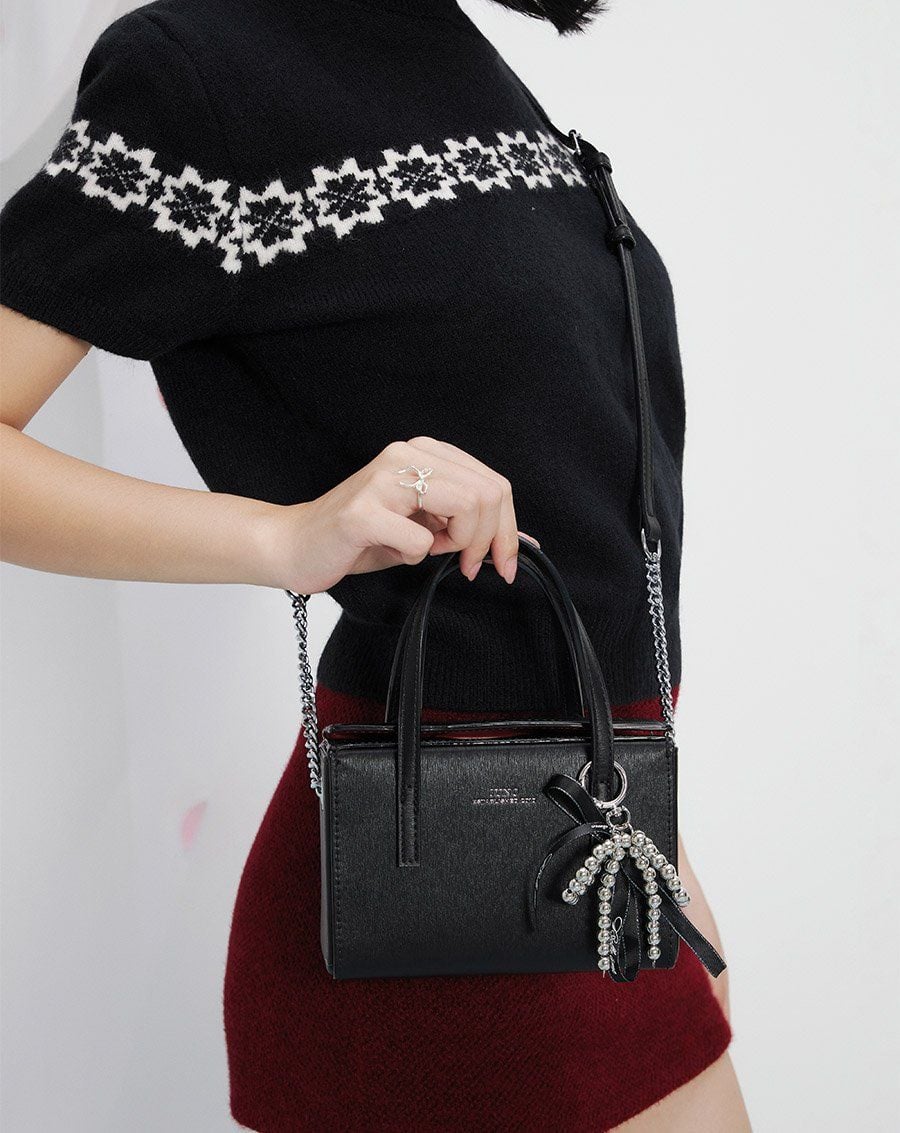  Túi Xách Nhỏ Dạng Hộp Trang Trí Charm Nơ 