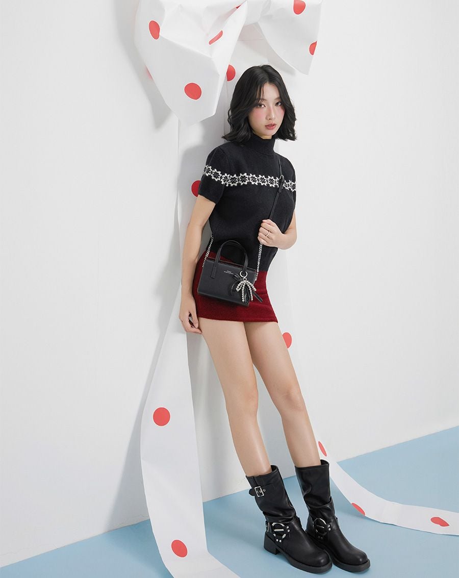  Túi Xách Nhỏ Dạng Hộp Trang Trí Charm Nơ 