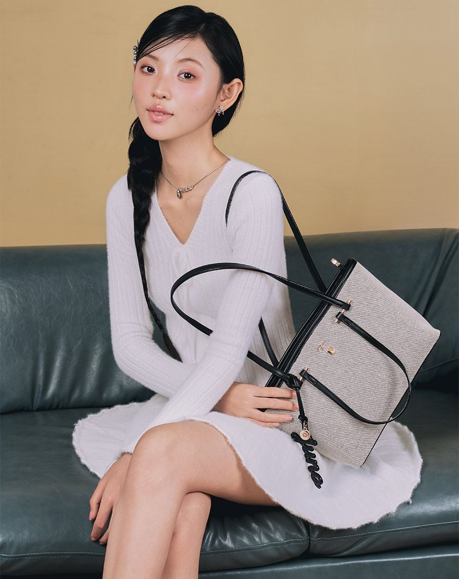  Túi Xách Trung Tote Bag Double-Handle Trang Trí Charm Juno 