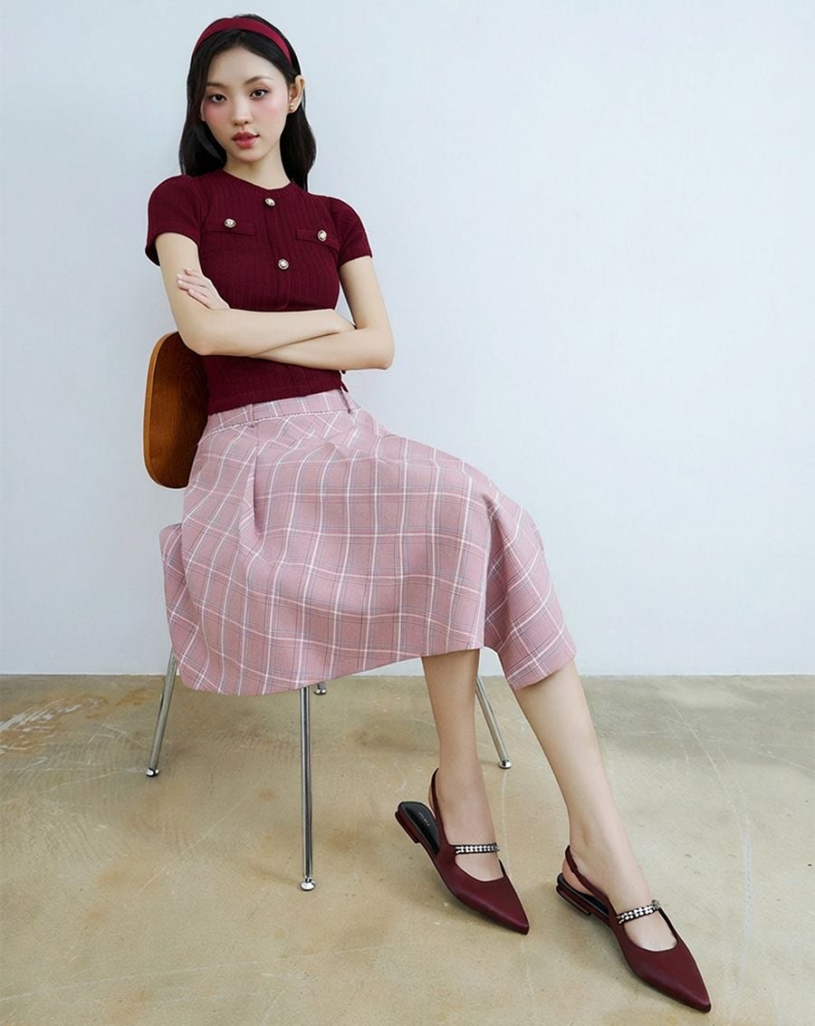  Giày Búp Bê Slingback Phối Quai Mary Jane Xích Trang Trí 