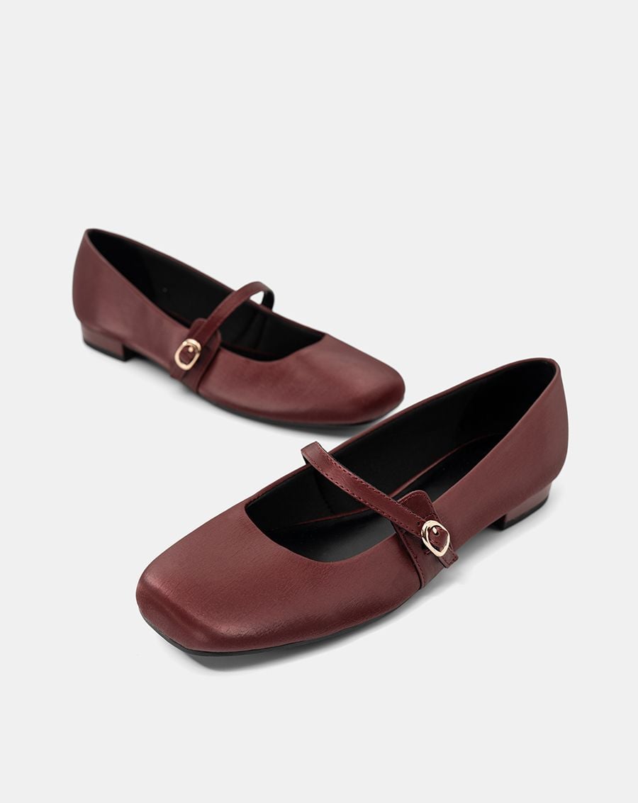  Giày Búp Bê Mũi Vuông Quai Mary Jane 