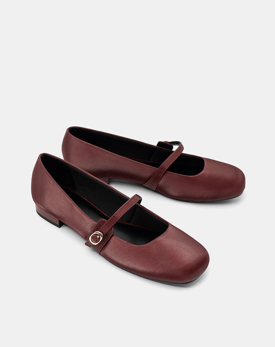  Giày Búp Bê Mũi Vuông Quai Mary Jane 