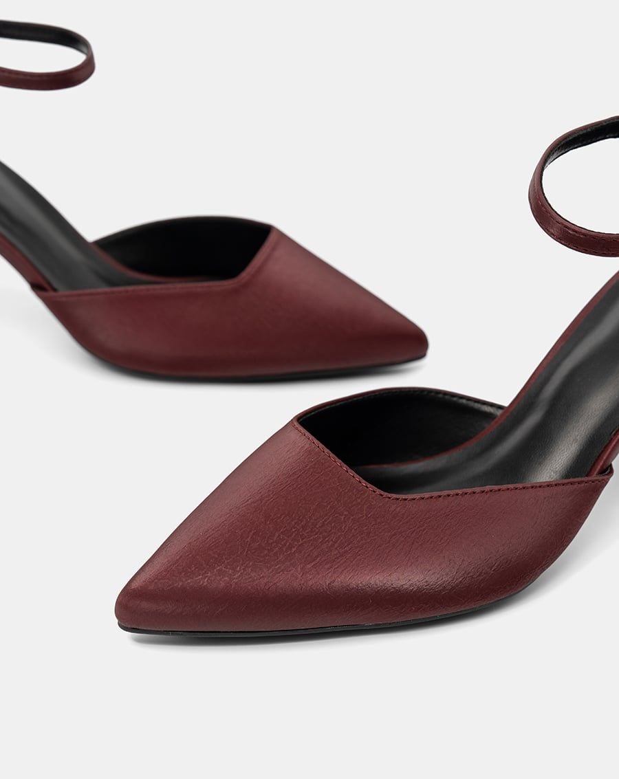  Giày Cao Gót Pump Quai Cổ Chân Bít Gót 