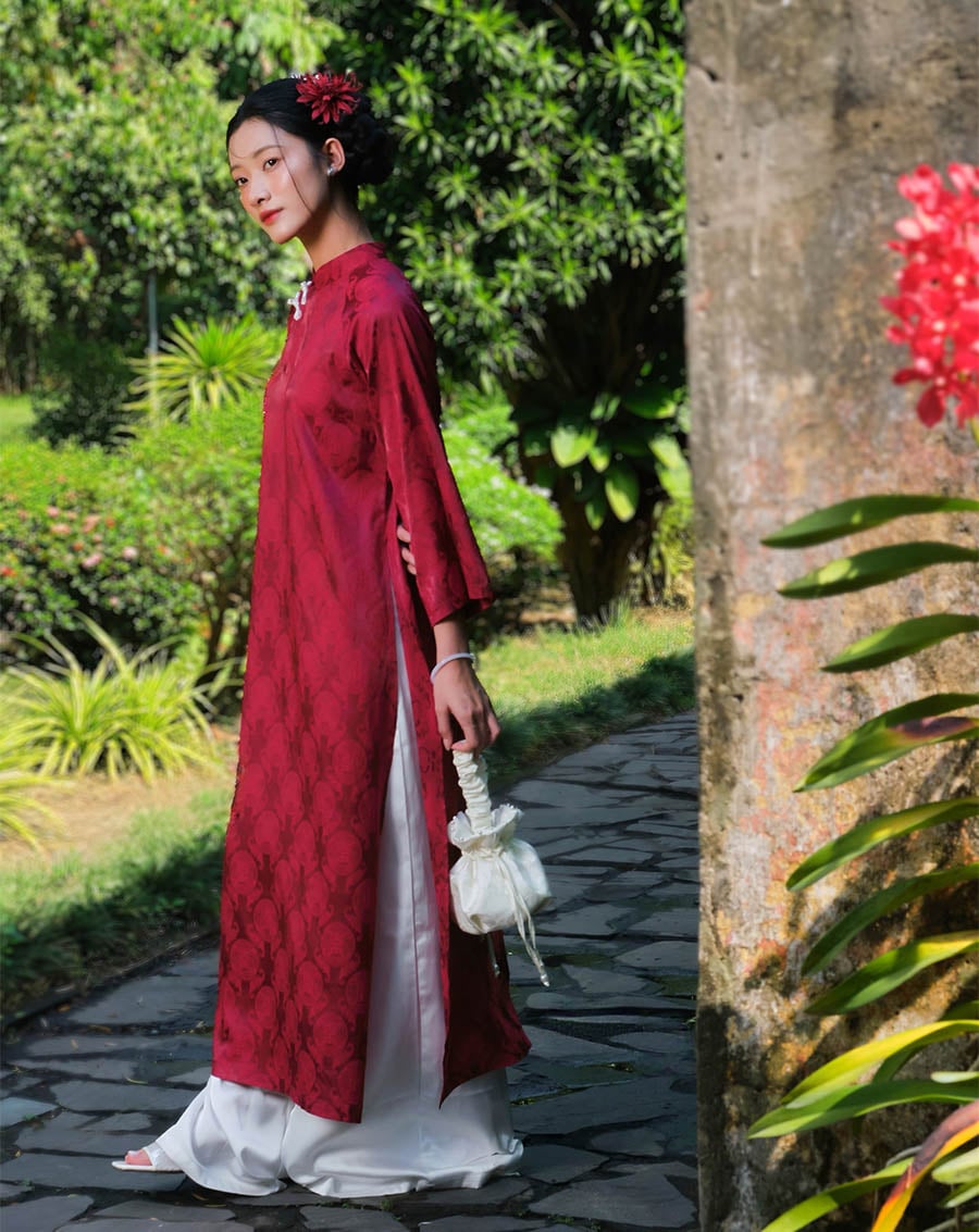 Tặng túi - Set Áo Dài Thọ Duyên Đỏ - Image 1