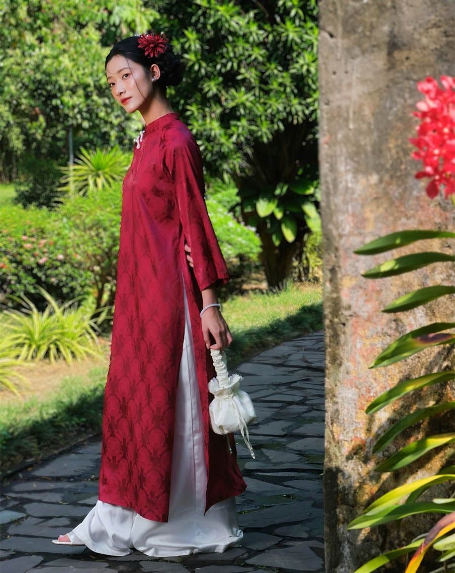  Tặng túi - Set Áo Dài Thọ Duyên Đỏ 