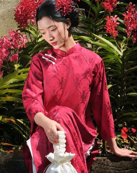 Tặng túi - Set Áo Dài Thọ Duyên Đỏ 