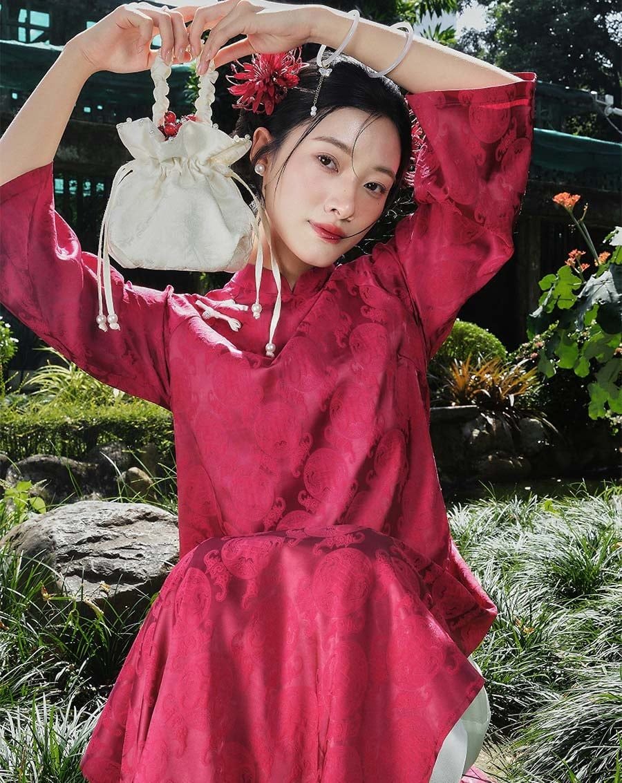  Tặng túi - Set Áo Dài Thọ Duyên Đỏ 