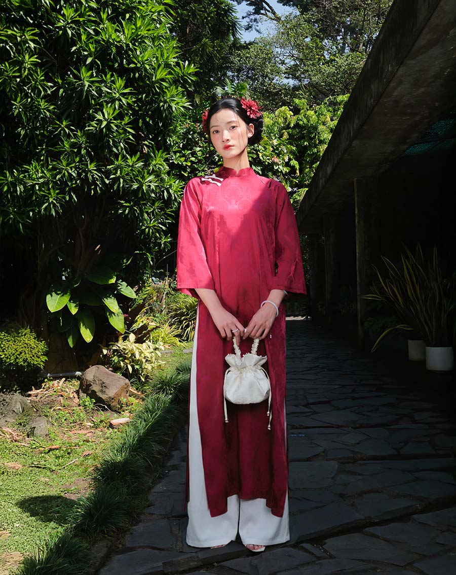Tặng túi - Set Áo Dài Thọ Duyên Đỏ - Image 4