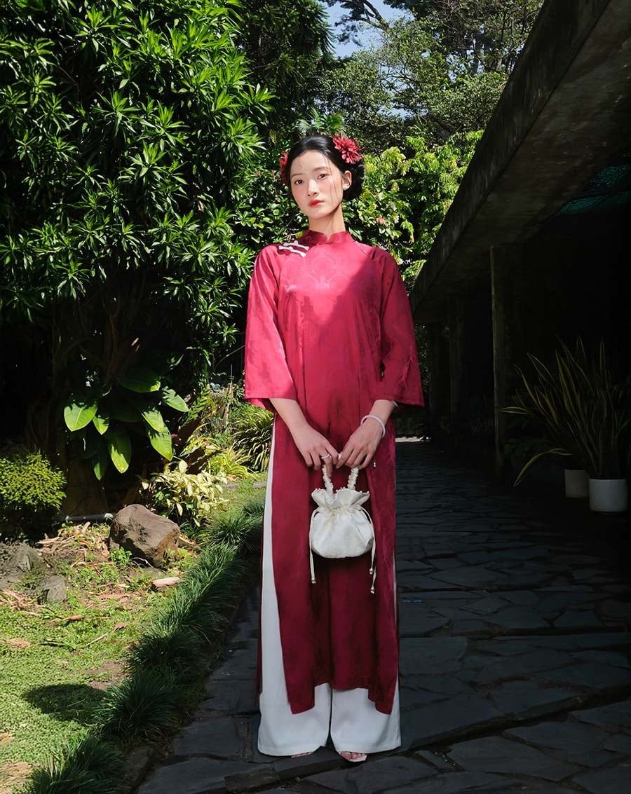  Tặng túi - Set Áo Dài Thọ Duyên Đỏ 