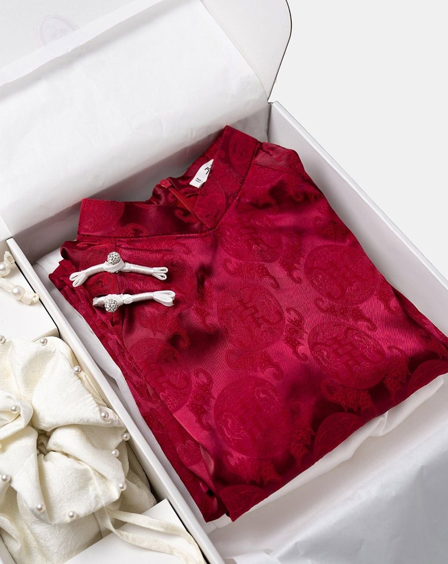  Tặng túi - Set Áo Dài Thọ Duyên Đỏ 