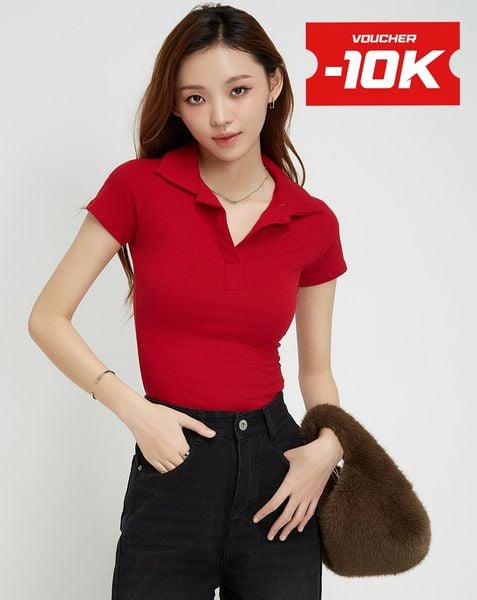  Áo thun cổ polo form ôm 