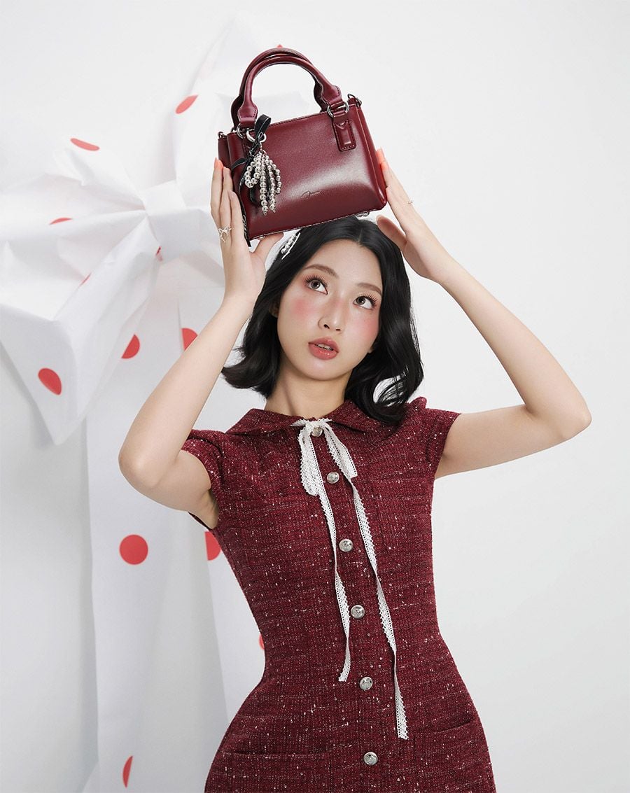  Túi Xách Nhỏ Top Handle Trang Trí Charm 