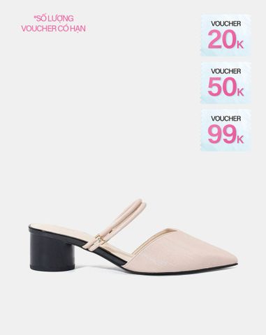  Giày Mules Mũi Nhọn Gót Trụ 