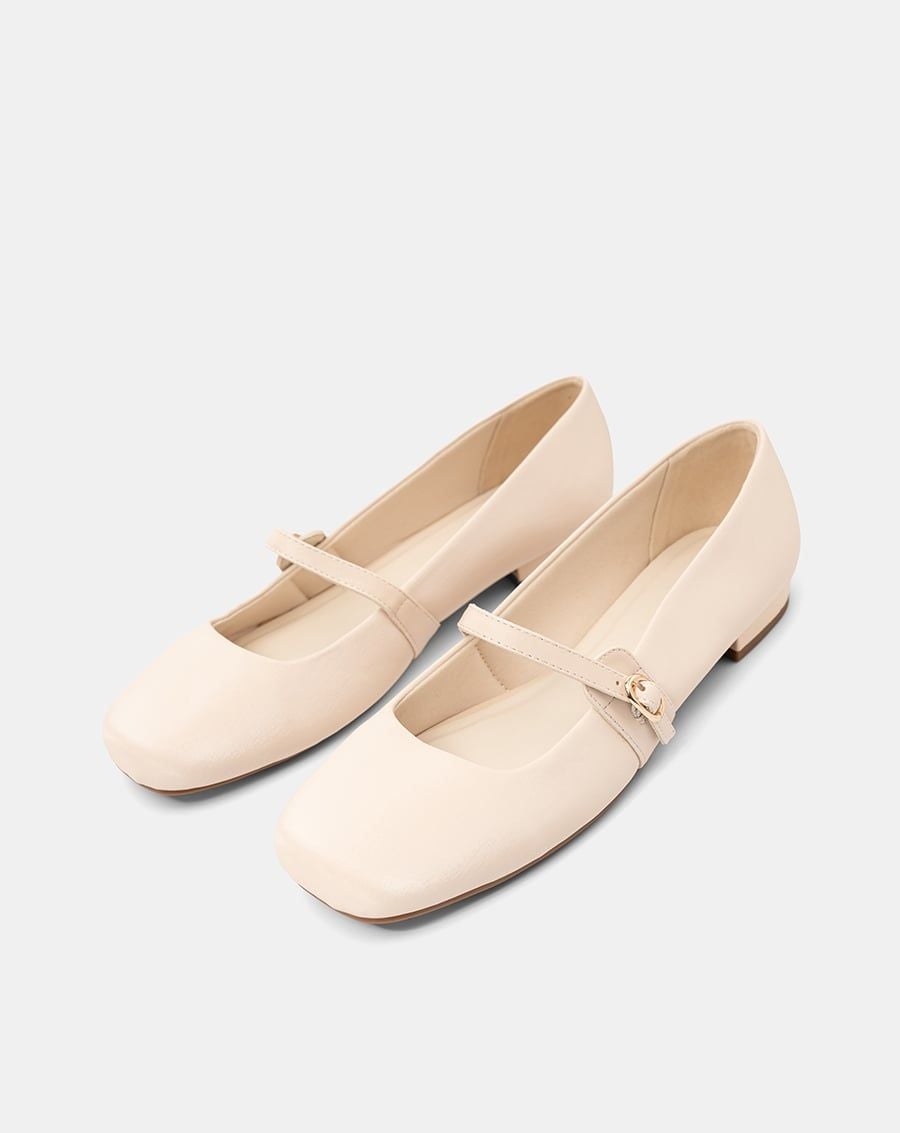  Giày Búp Bê Mũi Vuông Quai Mary Jane 