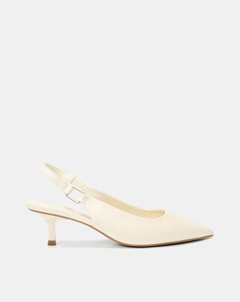 Giày Cao Gót Slingback Phối Khóa Trang Trí