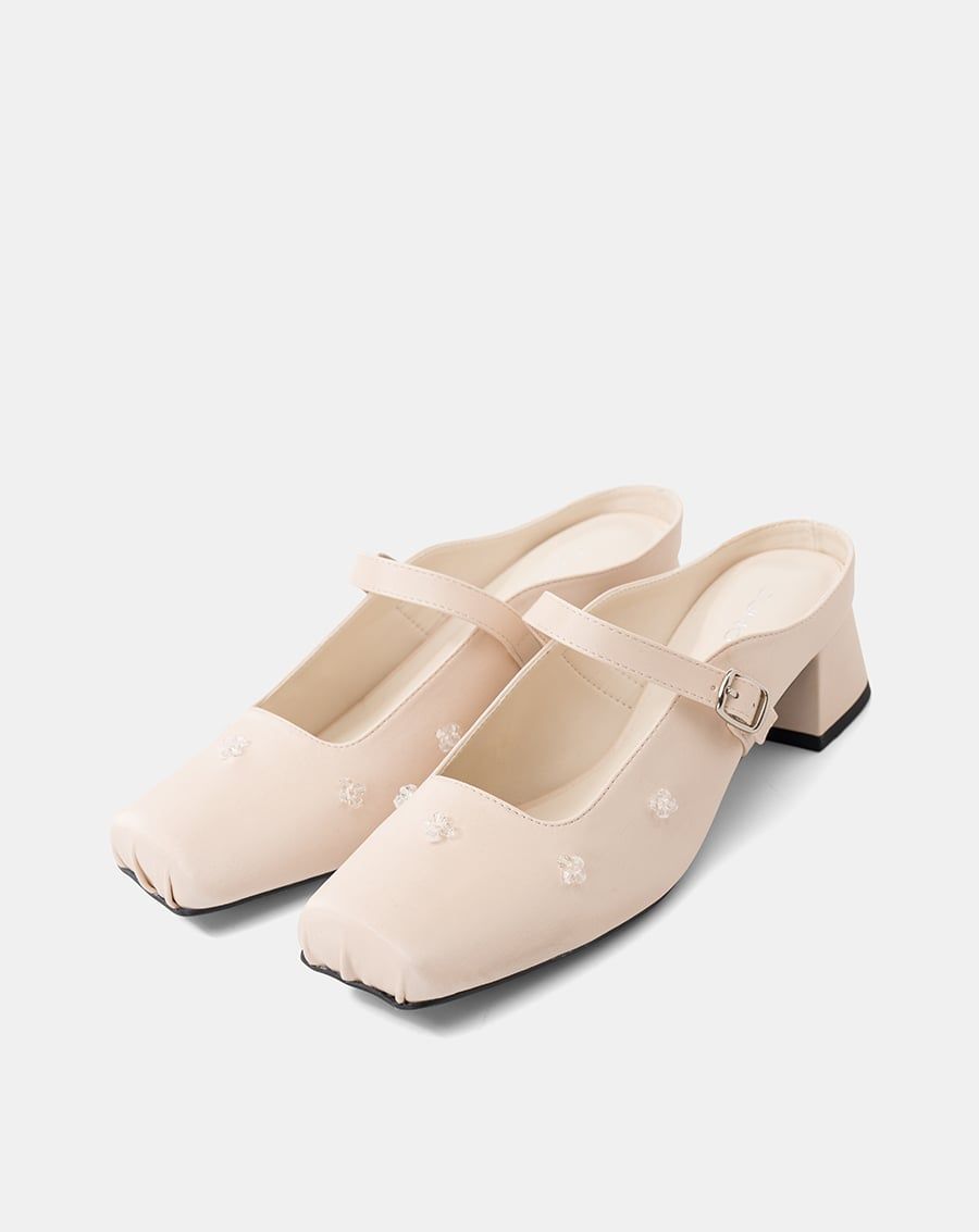  Giày Cao Gót Mũi Vuông Quai Mary Jane 