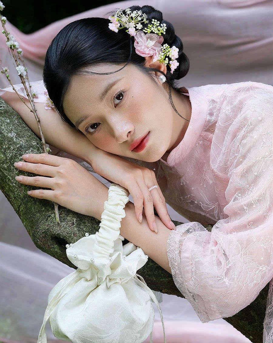  Tặng túi - Set Áo dài Vân Sa Hồng 