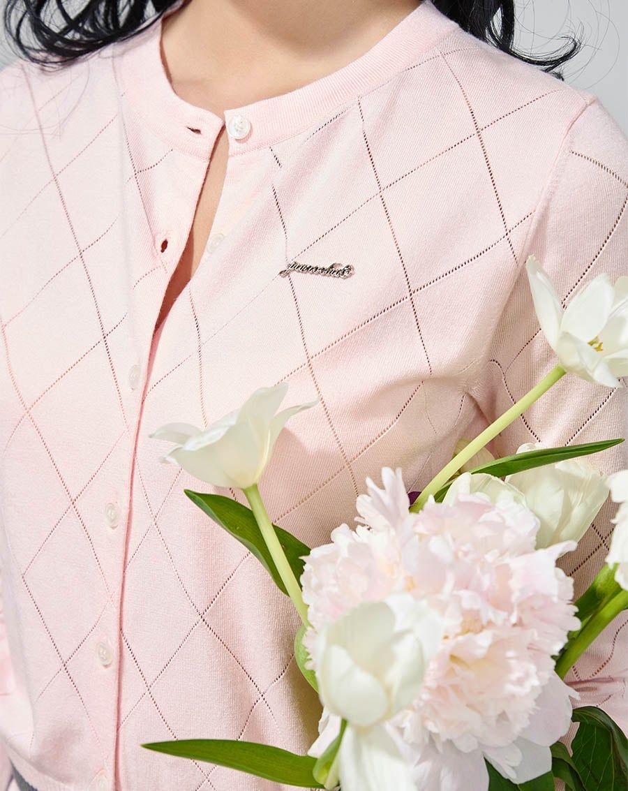  Áo cardigan dệt kim phối line màu 