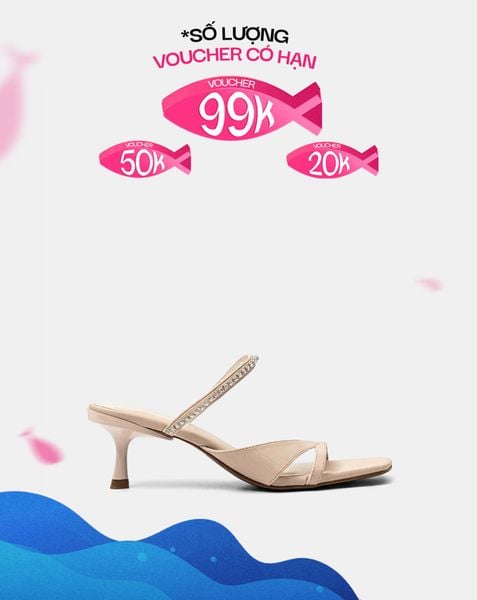  Giày Sandal Mules Phối Dây Trang Trí 