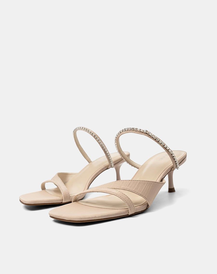  Giày Sandal Mules Phối Dây Trang Trí 