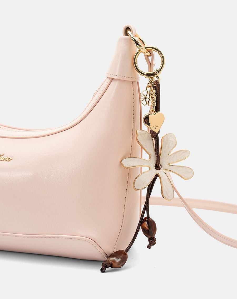  Túi Xách Nhỏ Hobo Bag Phối Charm Hoa 