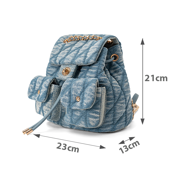  Balo Denim Nắp Gập Chần Bông 