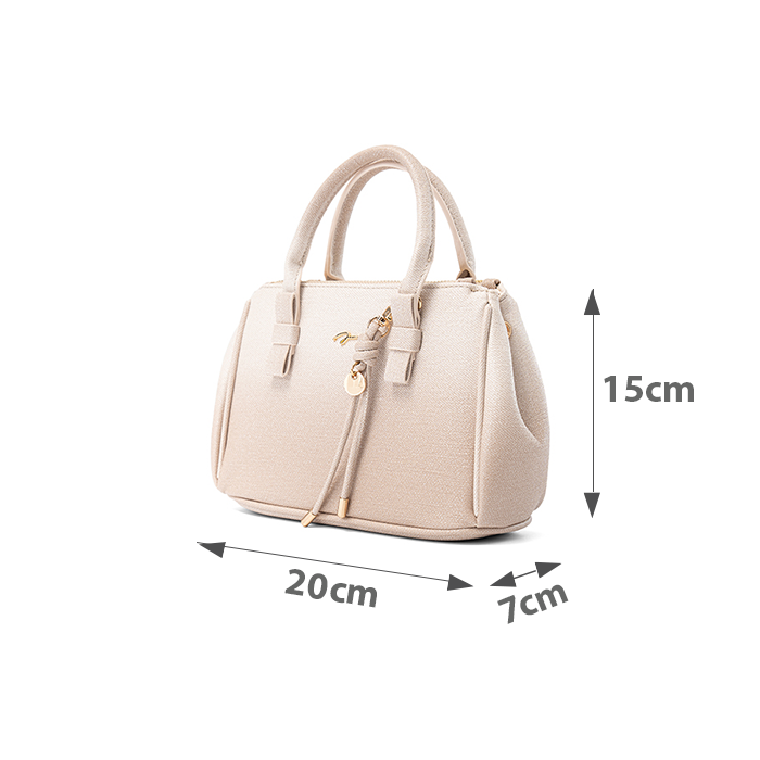  Túi Xách Nhỏ Tay Cầm Nơ Phối Charm 