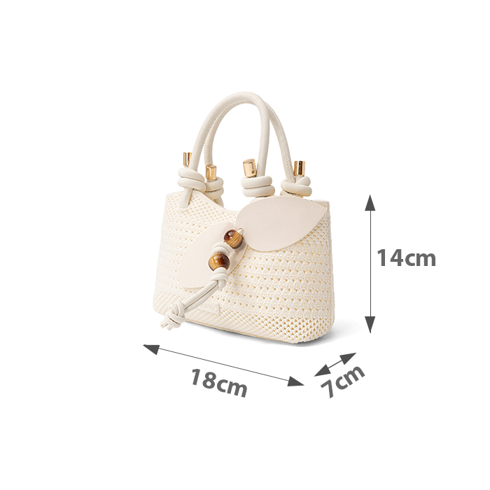  Túi Xách Nhỏ Vải Dệt Phối Charm 